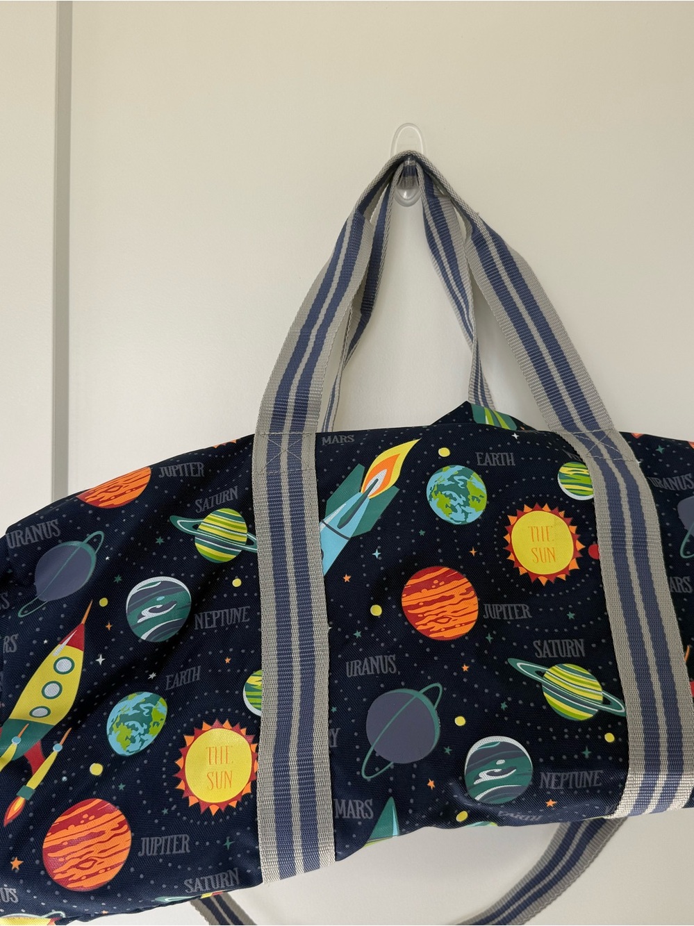 Pottery Barn Kids Space Print Navy Travel Duffel Bag and 2 packing cubes